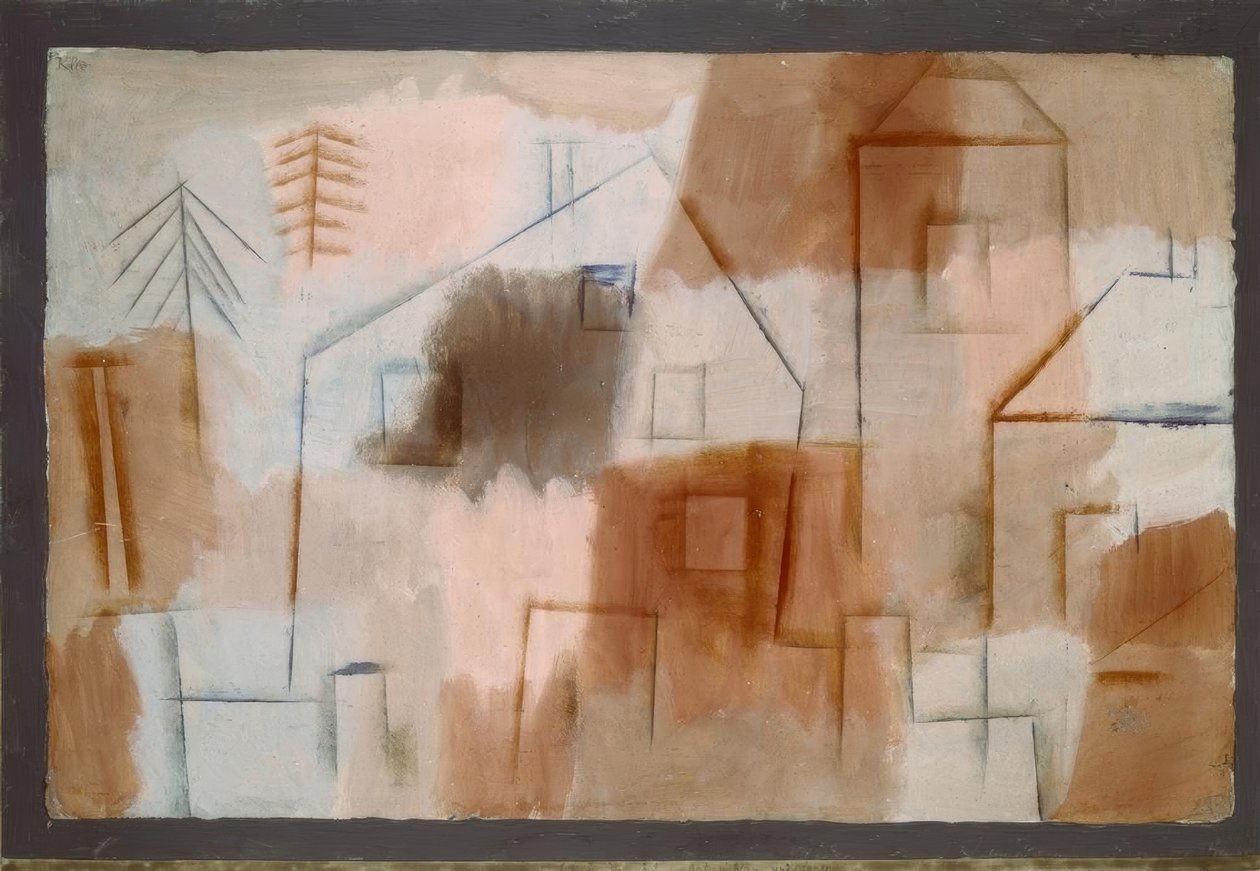 Plaats in blauw en oranje door Paul Klee