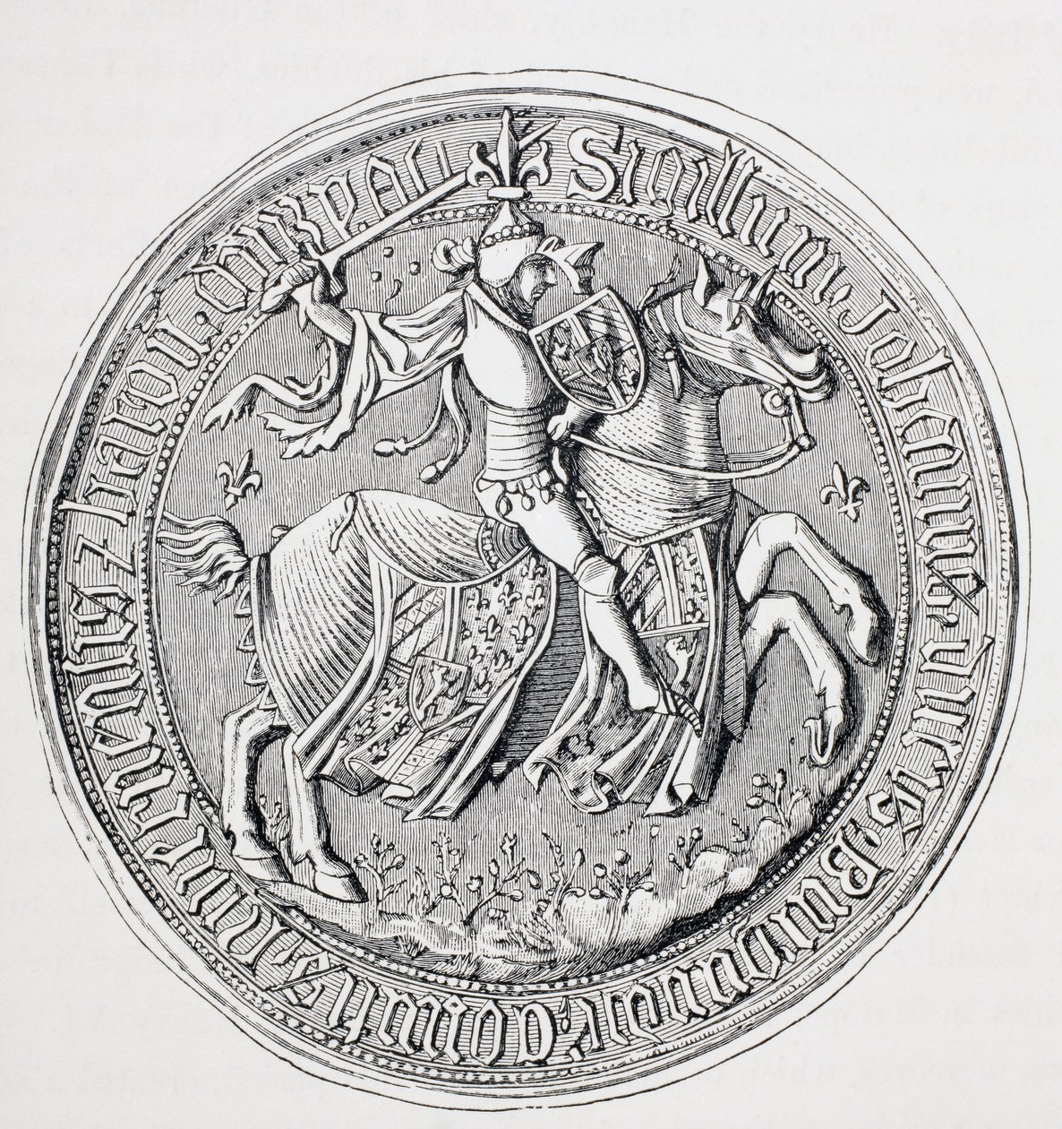 Zegel van Jean Ii, hertog van Bourgondië, graaf van Nevers en baron van Donzy 1371 - 1419. door Paul Lacroix