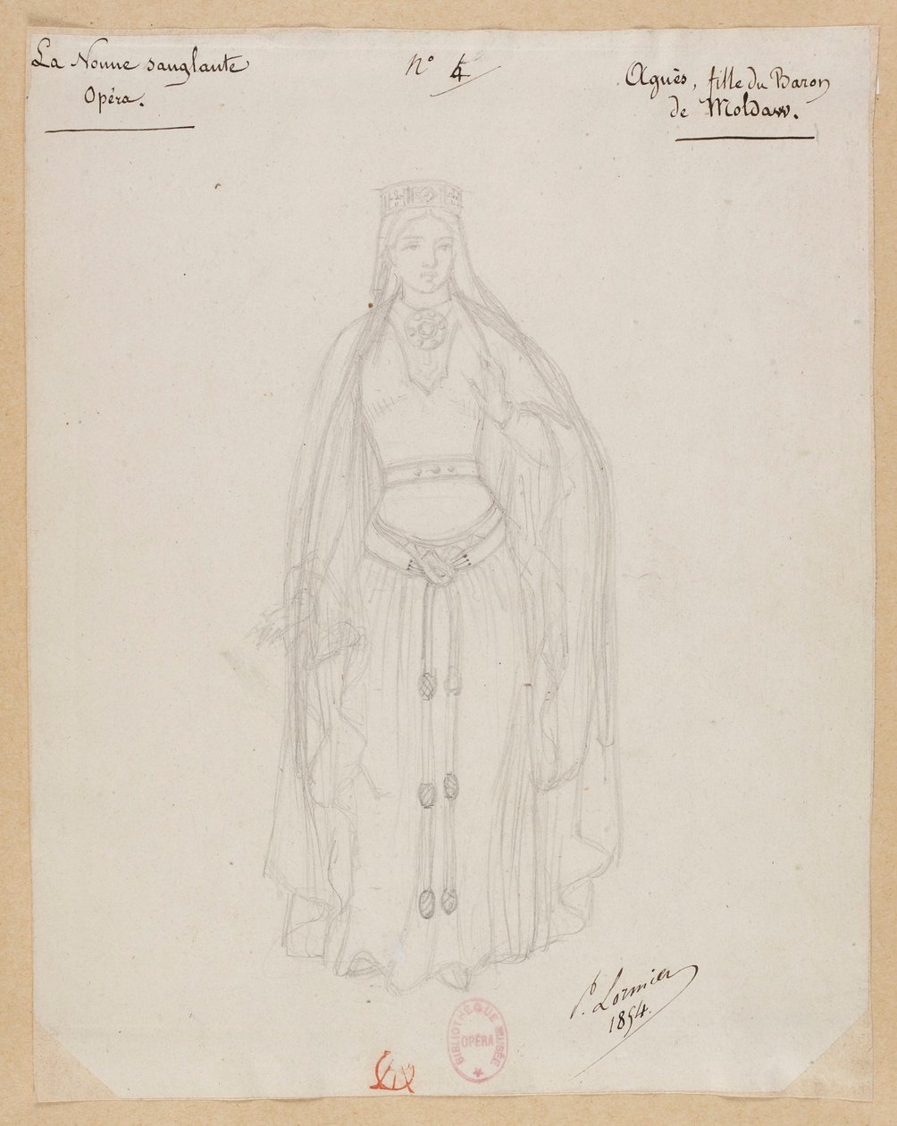 Gounod - De bloedige non - Vier kostuummodellen van Paul Lormier - 4. Agnes, dochter van baron Moldaw door Paul Lormier