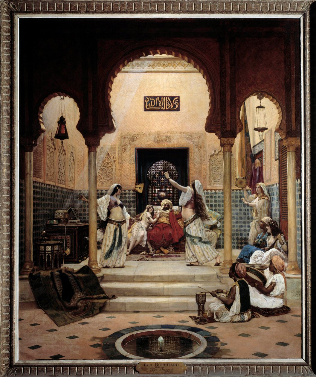 De oosterse dansers in een harem die een pasja vermaken door Paul Louis Bouchard