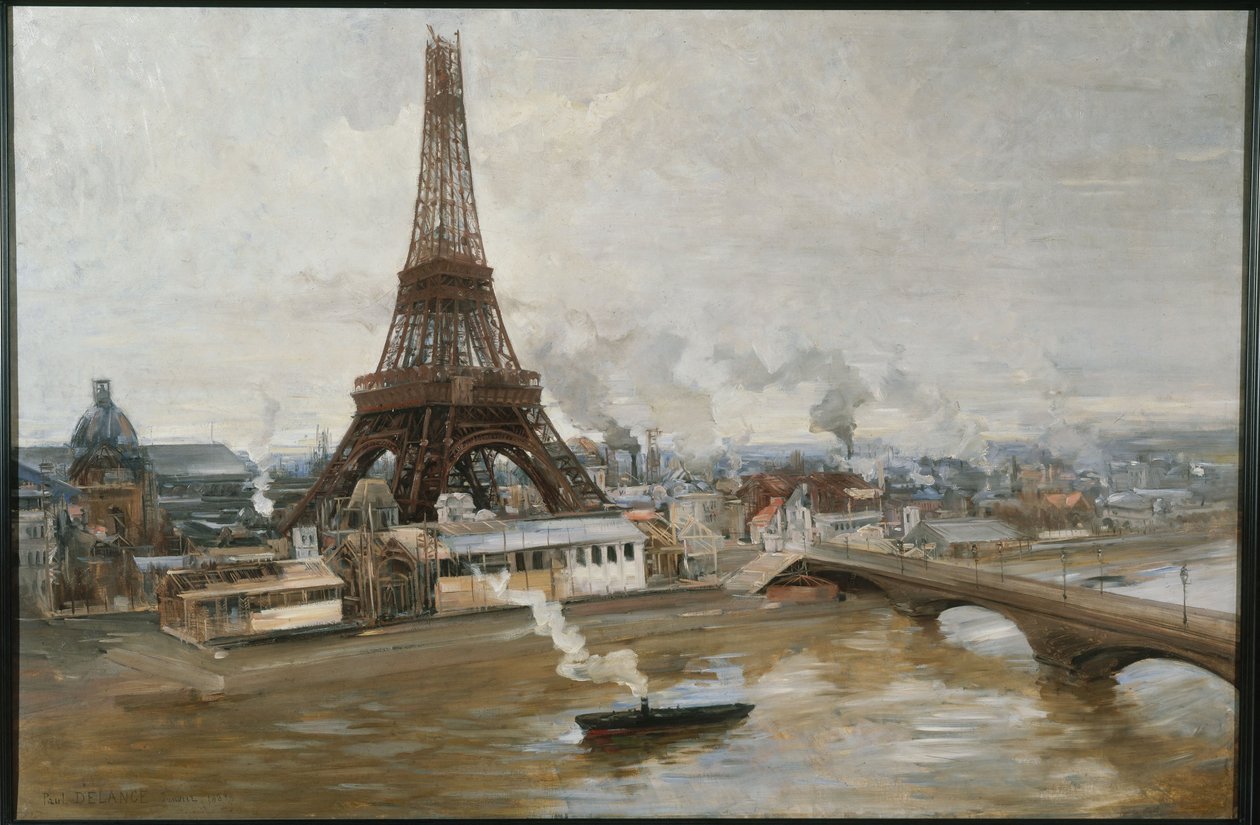 De Eiffeltoren en de werken van de wereldtentoonstelling in januari 1889 door Paul Louis Delance