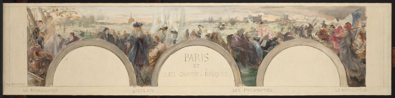 Schets voor de ingangshal van het Hôtel de Ville de Paris: Parijs en de grote tijdperken door Paul Louis Delance