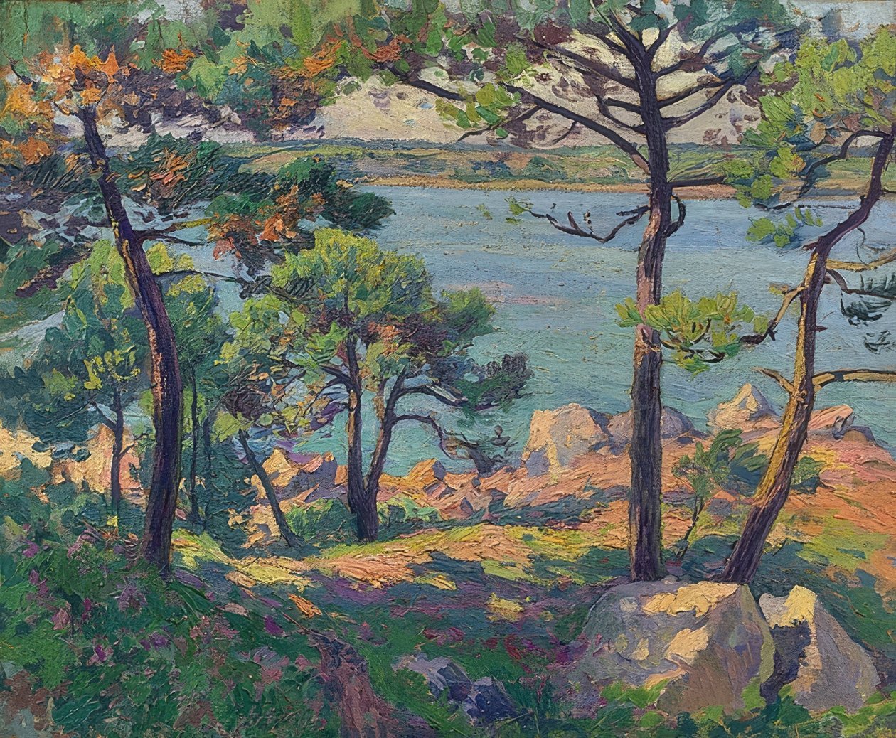 Pijnbomen aan de Trieux-rivier door Paul Madeline
