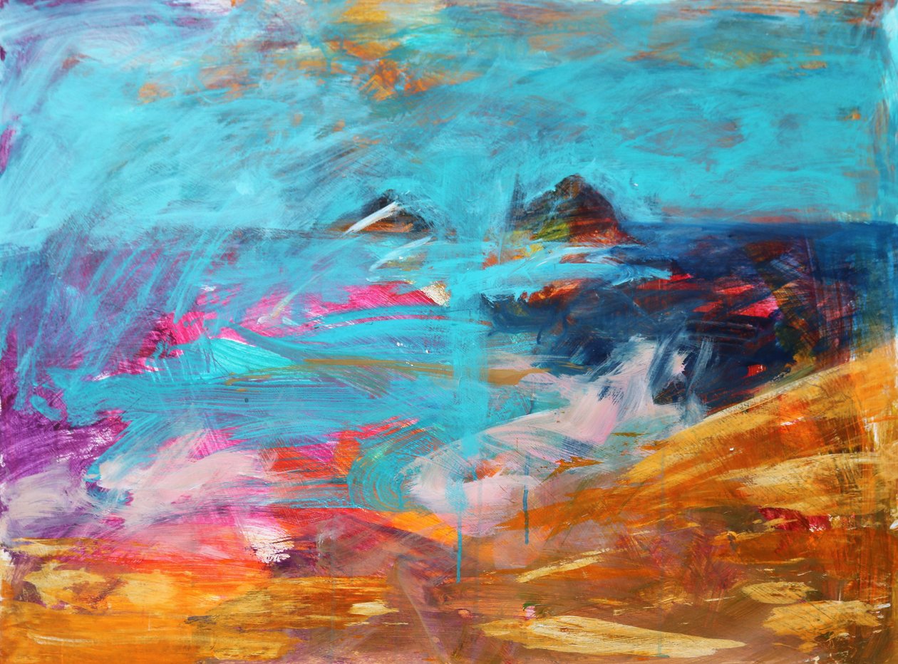 Cape Cornwall, 2021 (acryl op board) door Paul Powis