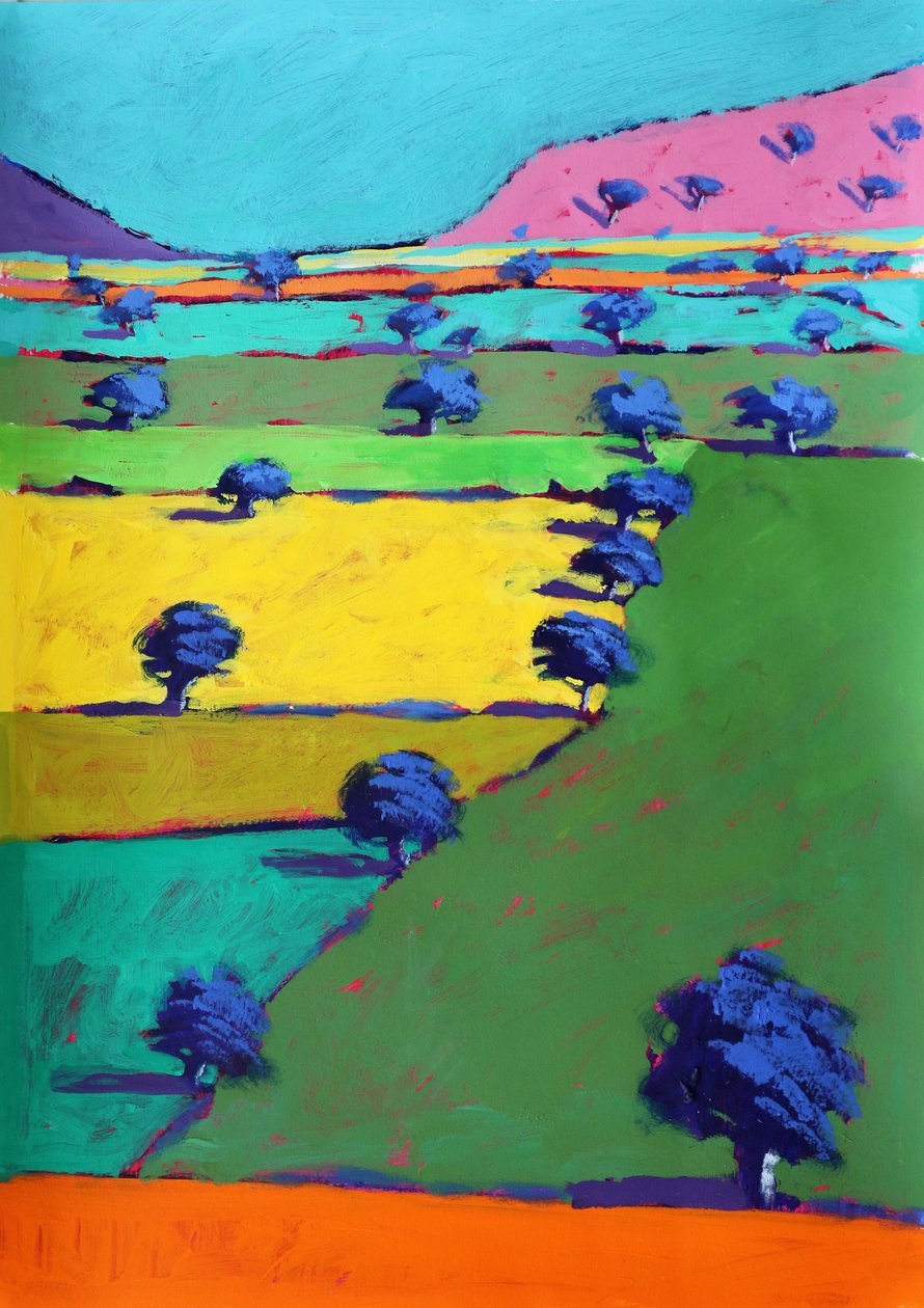 Hollybush, 2021 (acryl op papier) door Paul Powis