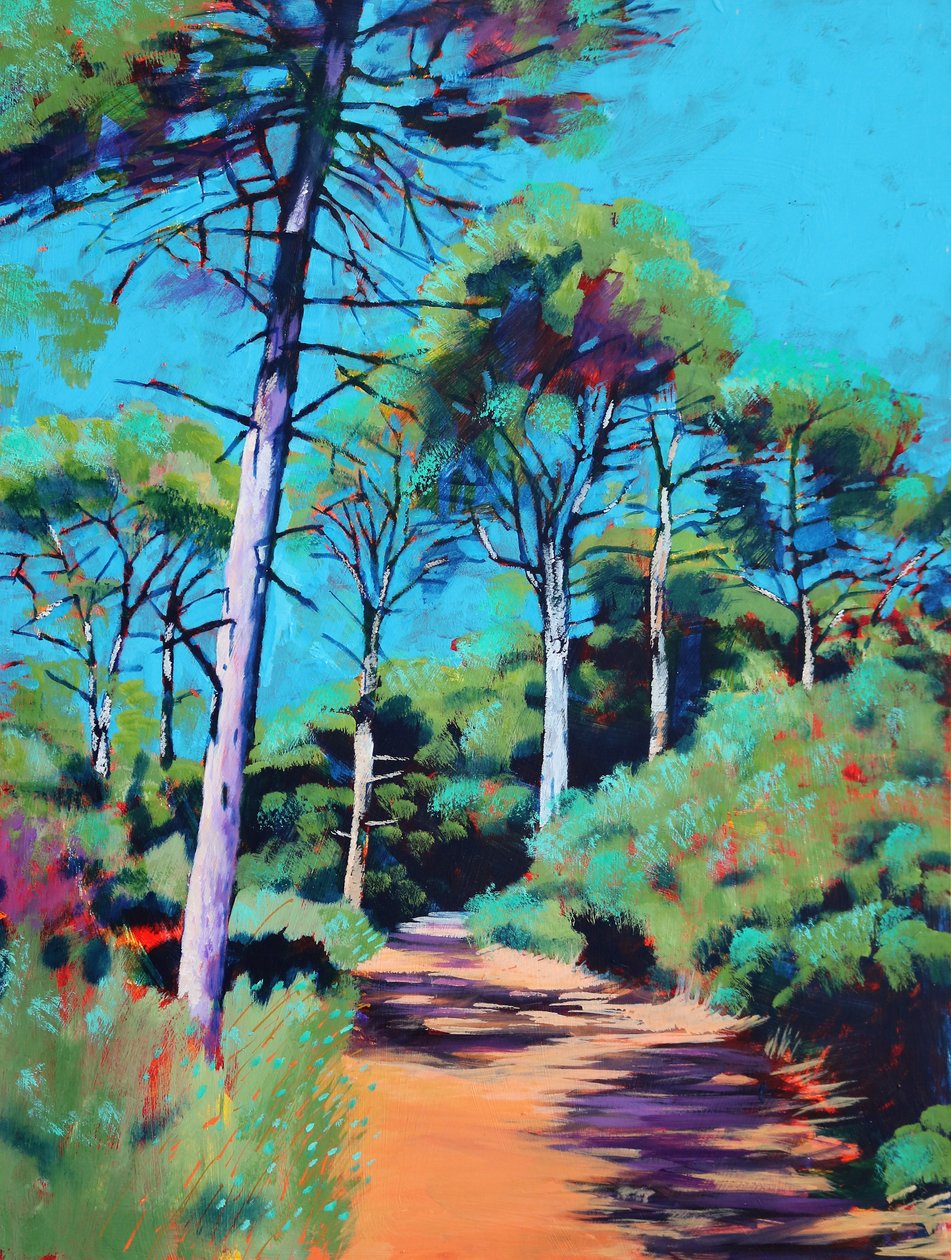 Koukounaries, 2021 (acryl op board) door Paul Powis