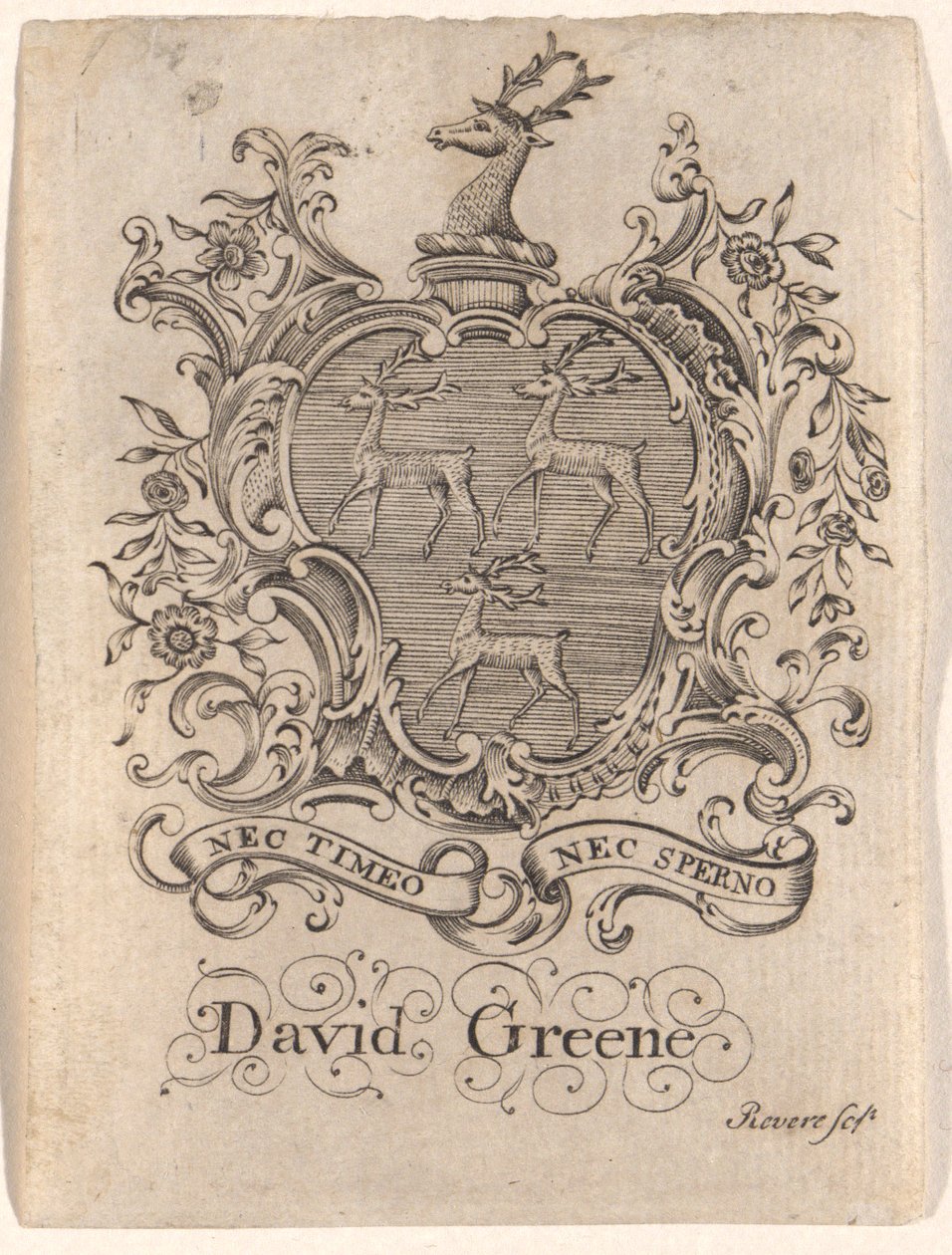 Boekplaat van David Greene door Paul Revere