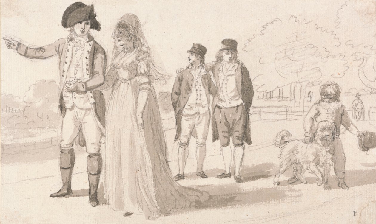 Een familie in Hyde Park door Paul Sandby