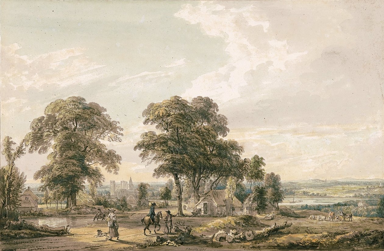 Naderend Rochester en de Medway door Paul Sandby