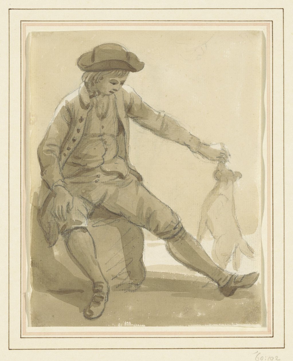 Jongen spelend met een hond door Paul Sandby