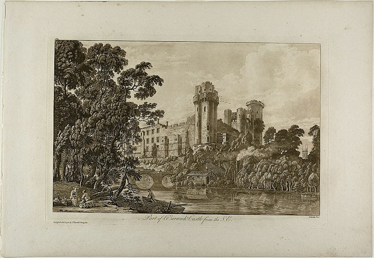 Deel van Warwick Castle vanuit het zuidoosten, plaat 4 door Paul Sandby