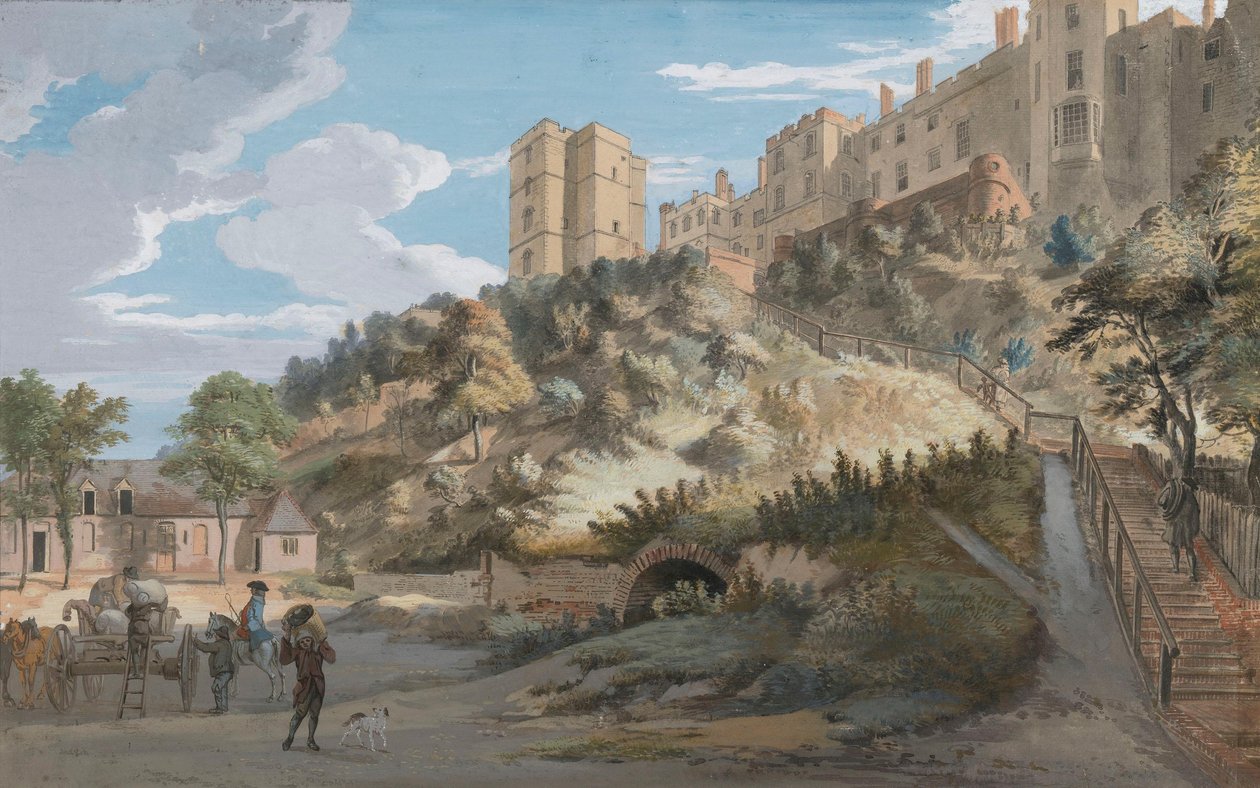 De Honderd Treden en de Winchester Tower, Windsor Castle, Berkshire door Paul Sandby
