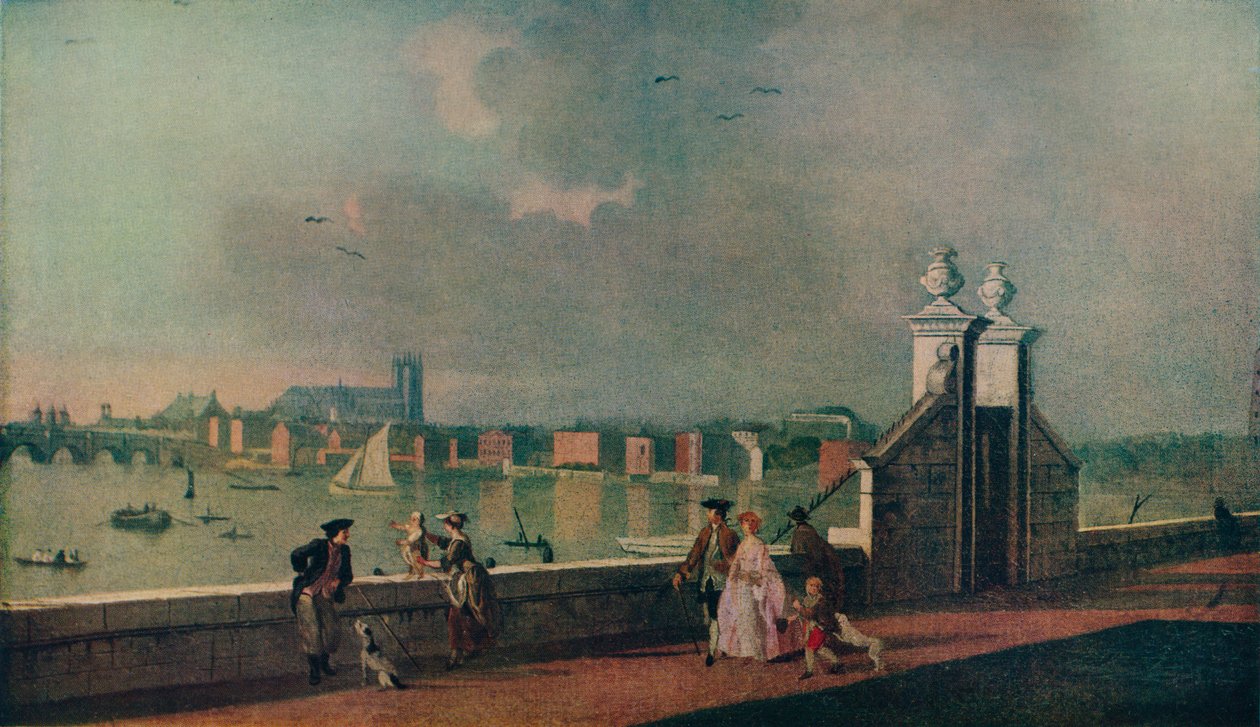 Uitzicht vanaf het terras van Old Somerset House, c1770 door Paul Sandby