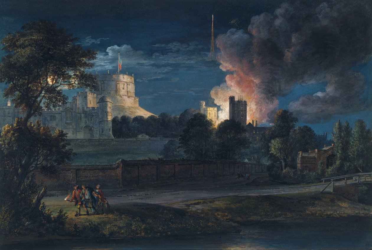 Windsor Castle vanaf Datchet Lane op een feestelijke nacht, 1768 door Paul Sandby