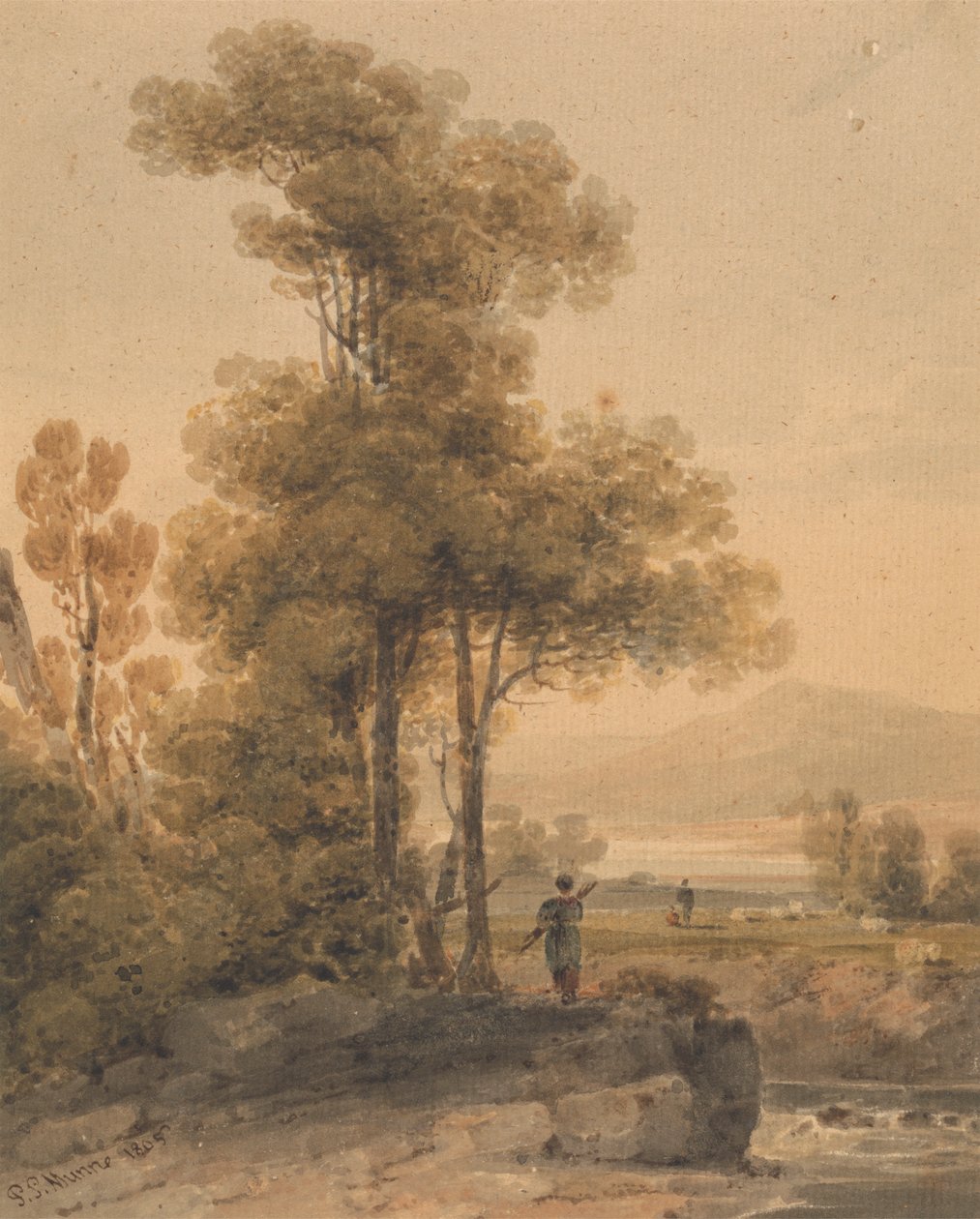 Landschap met Figuren, Cromach Water door Paul Sandby Munn