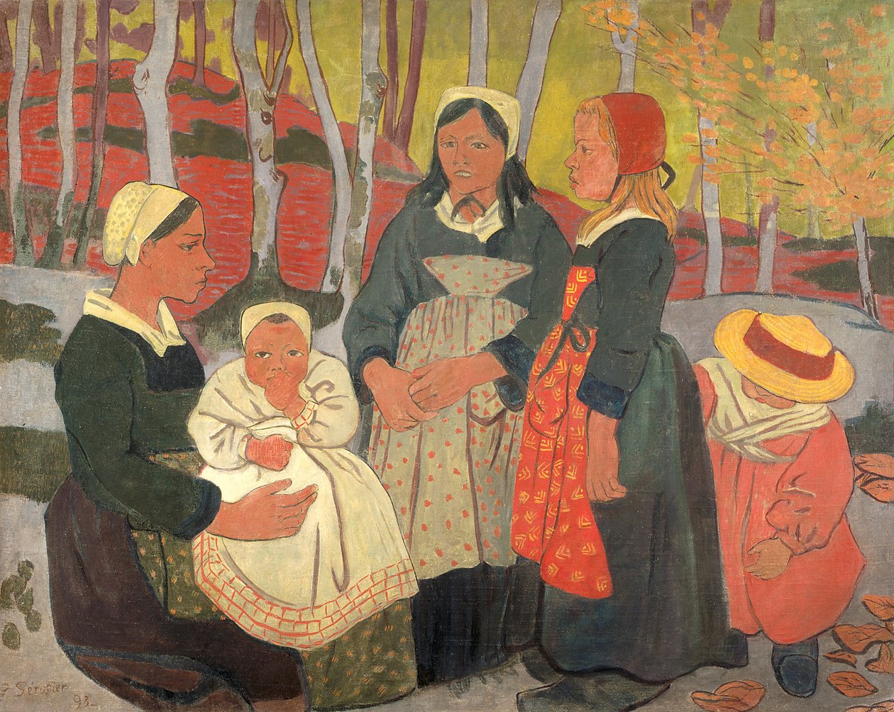 Bretons in het bos van Huelgoat door Paul Sérusier