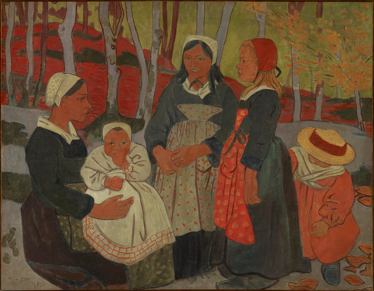 Bretons in het bos van Huelgoat door Paul Sérusier
