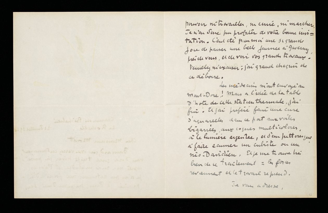 Handgeschreven brief aan Claude Monet, 21 juli 1920 door Paul Signac