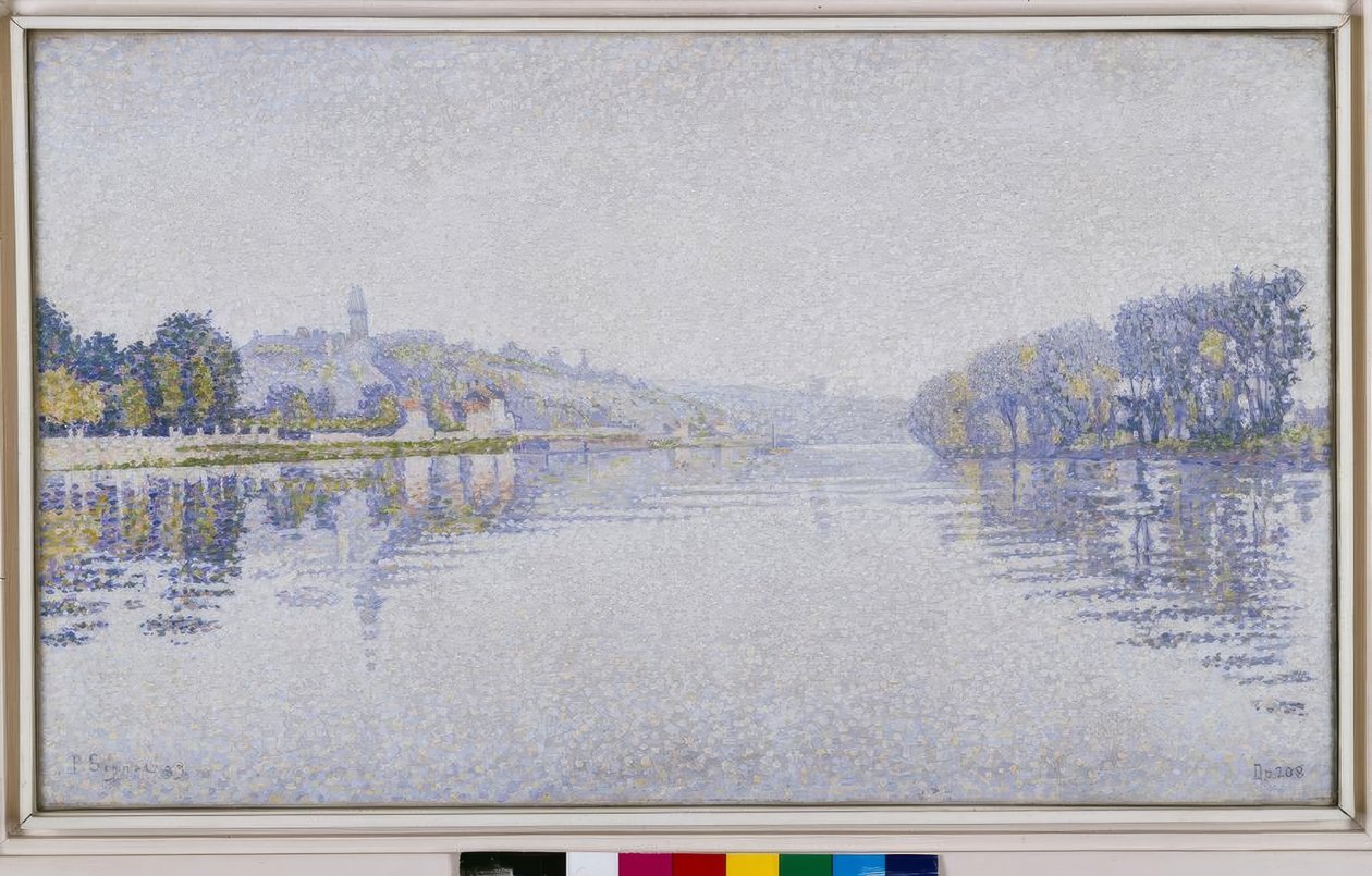 Oevers van de rivier. De Seine bij Herblay door Paul Signac