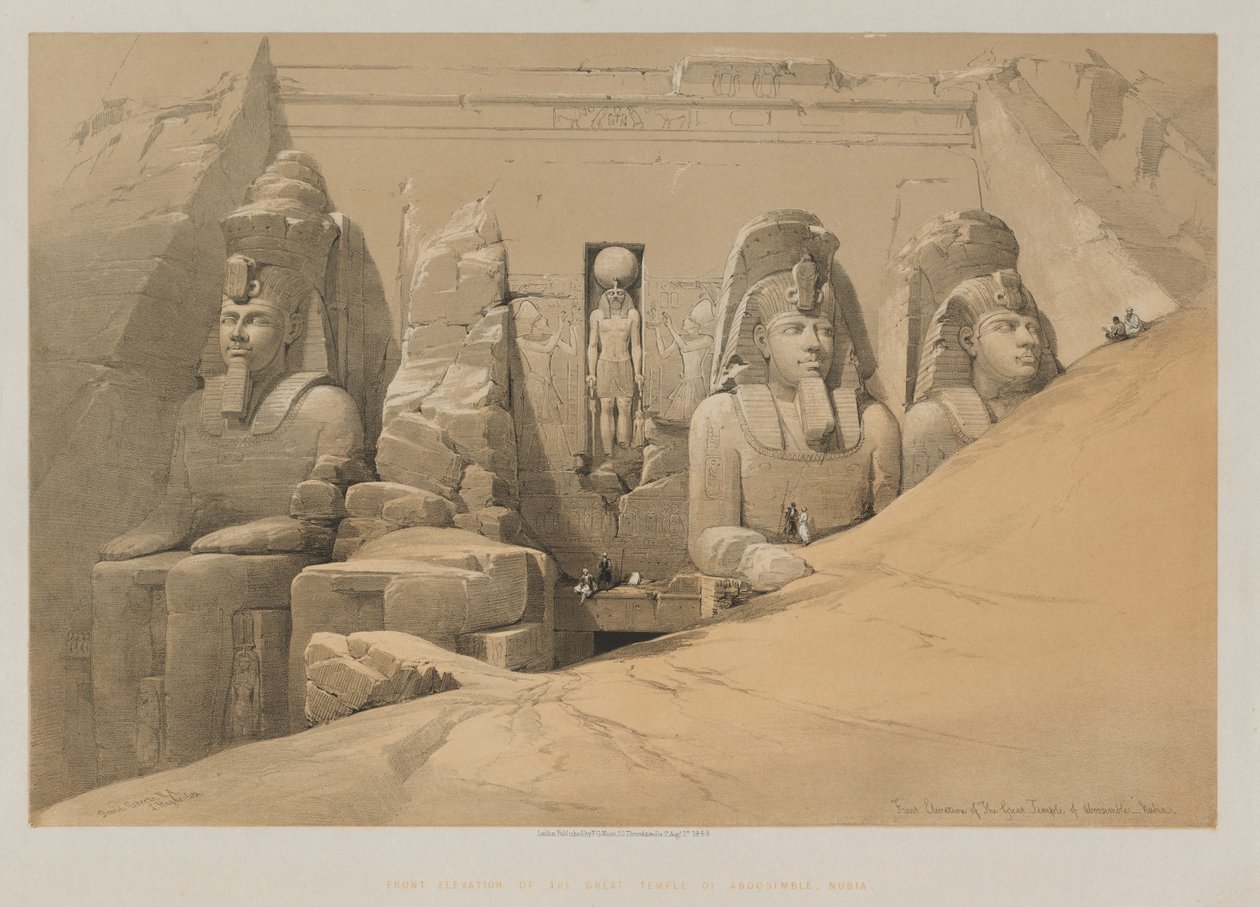 Egypte en Nubië, Deel II: Voorgevel van de Grote Tempel van Aboo Simbel, Nubië door Paul Signac