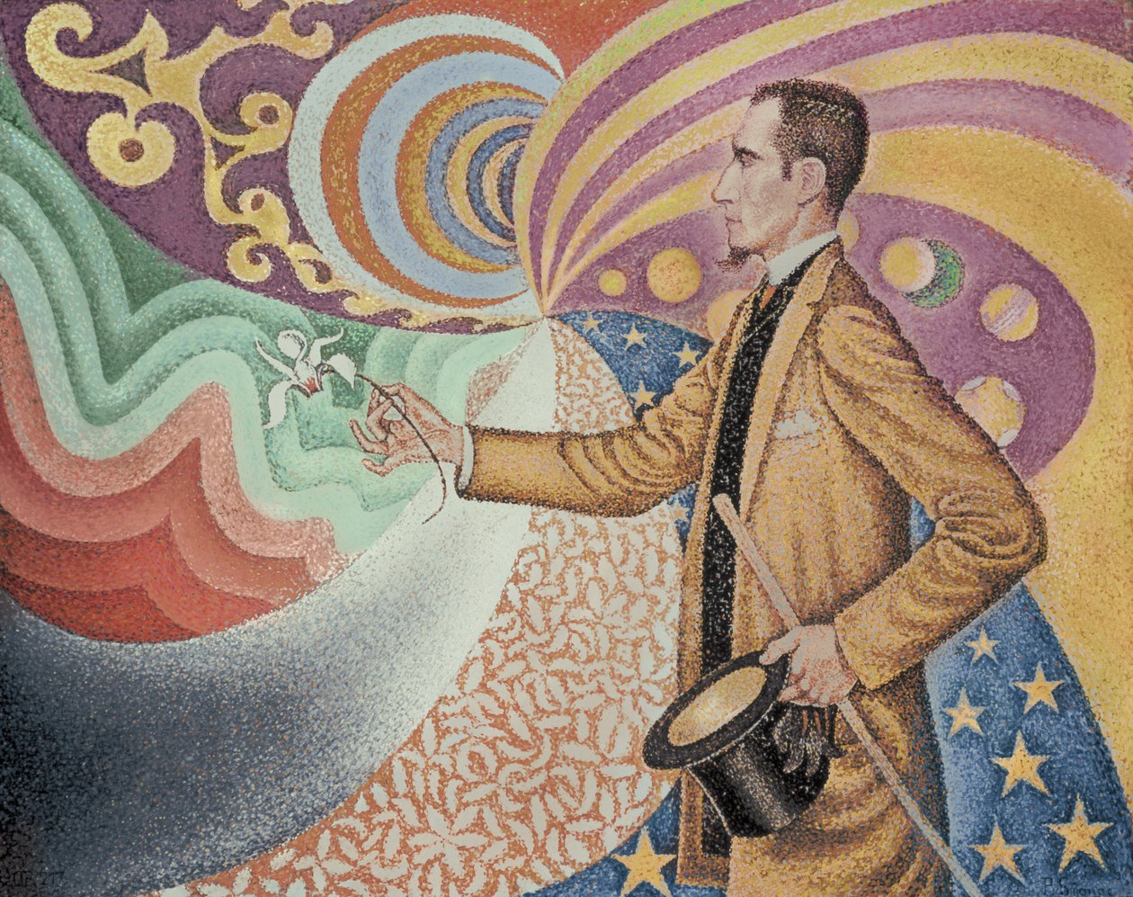 Opus 217. Tegen het Email van een Achtergrond Ritmisch met Slagen en Hoeken, Tonen en Tinten, Portret van Felix Feneon in 1890 door Paul Signac