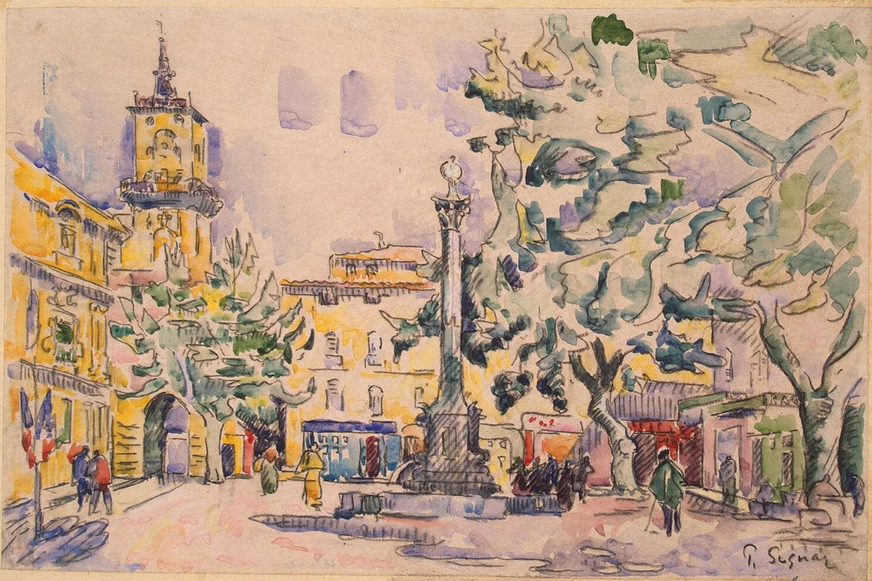 Plein van het Stadhuis in Aix-en-Provence door Paul Signac