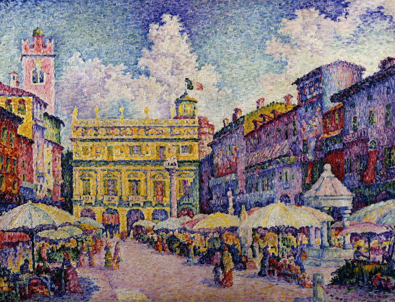De kruidenmarkt, Verona door Paul Signac