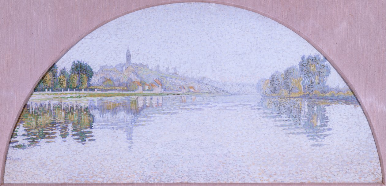 De Seine bij Herblay (olieverf op zijde) door Paul Signac