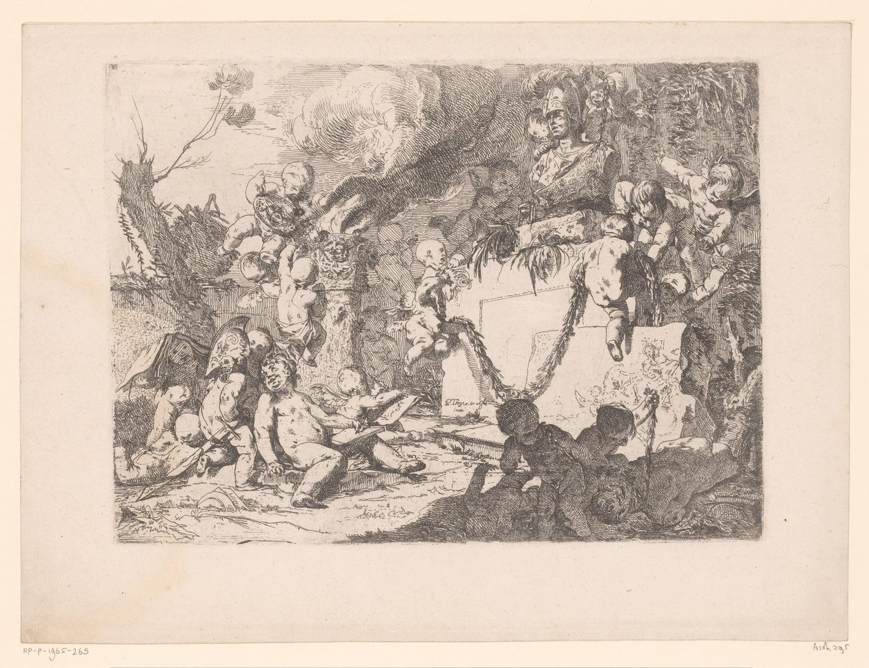 Putti bij een heiligdom van Minerva door Paul Troger