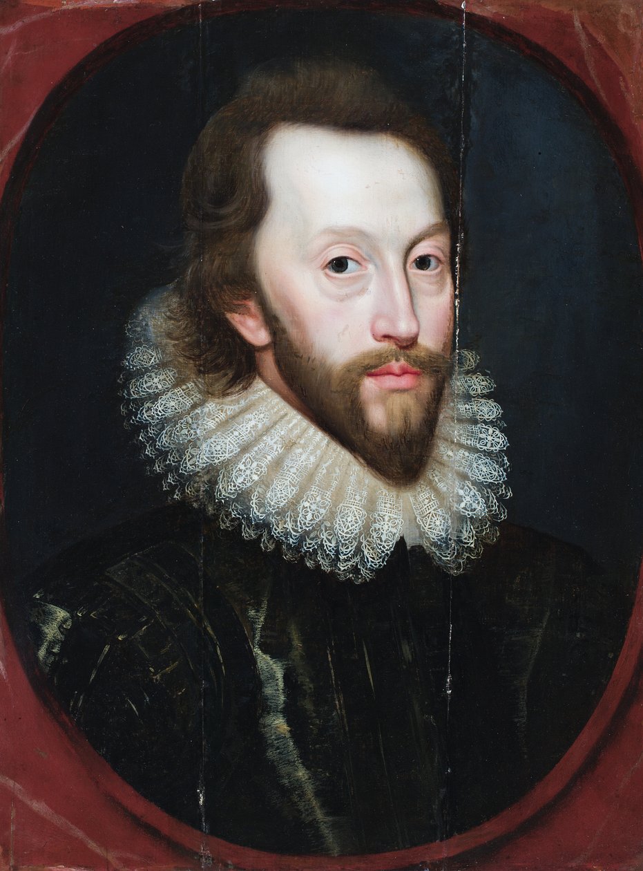 Portret van een heer (olieverf op paneel) door Paul van (attr.to) Somer