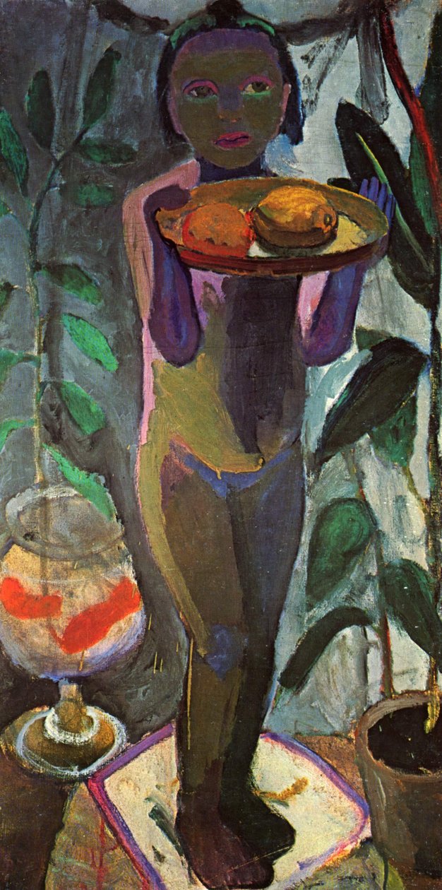 Kindernaakt met vissenkom door Paula Modersohn Becker