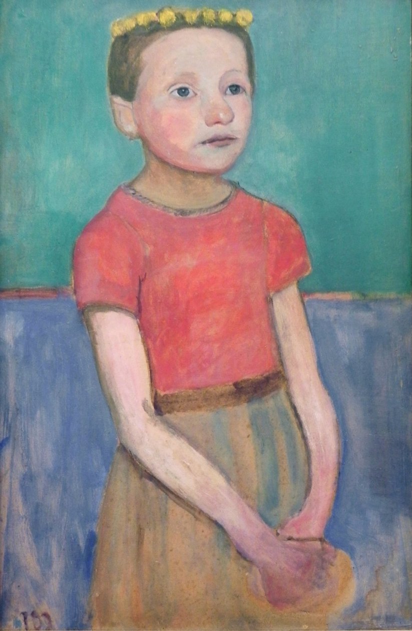 Borstbeeld van een ongeveer 12-jarig Italiaans meisje door Paula Modersohn Becker