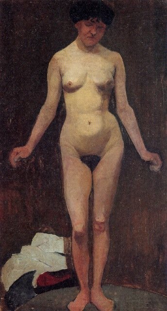 Vrouwelijk naakt bij bron door Paula Modersohn Becker