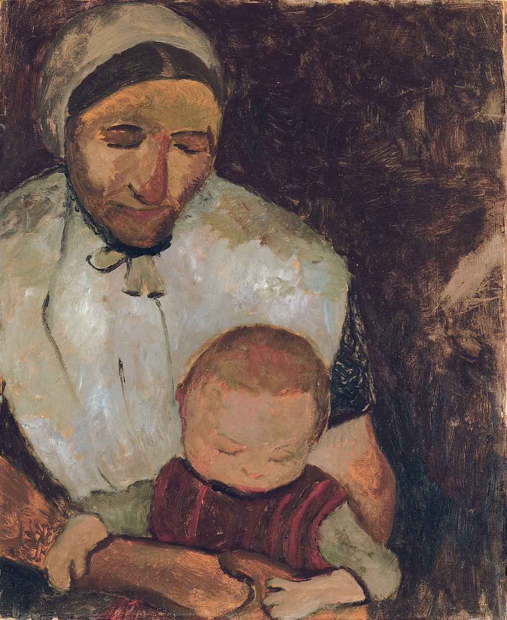 Zittende vrouw met kind op schoot, 1903 door Paula Modersohn Becker