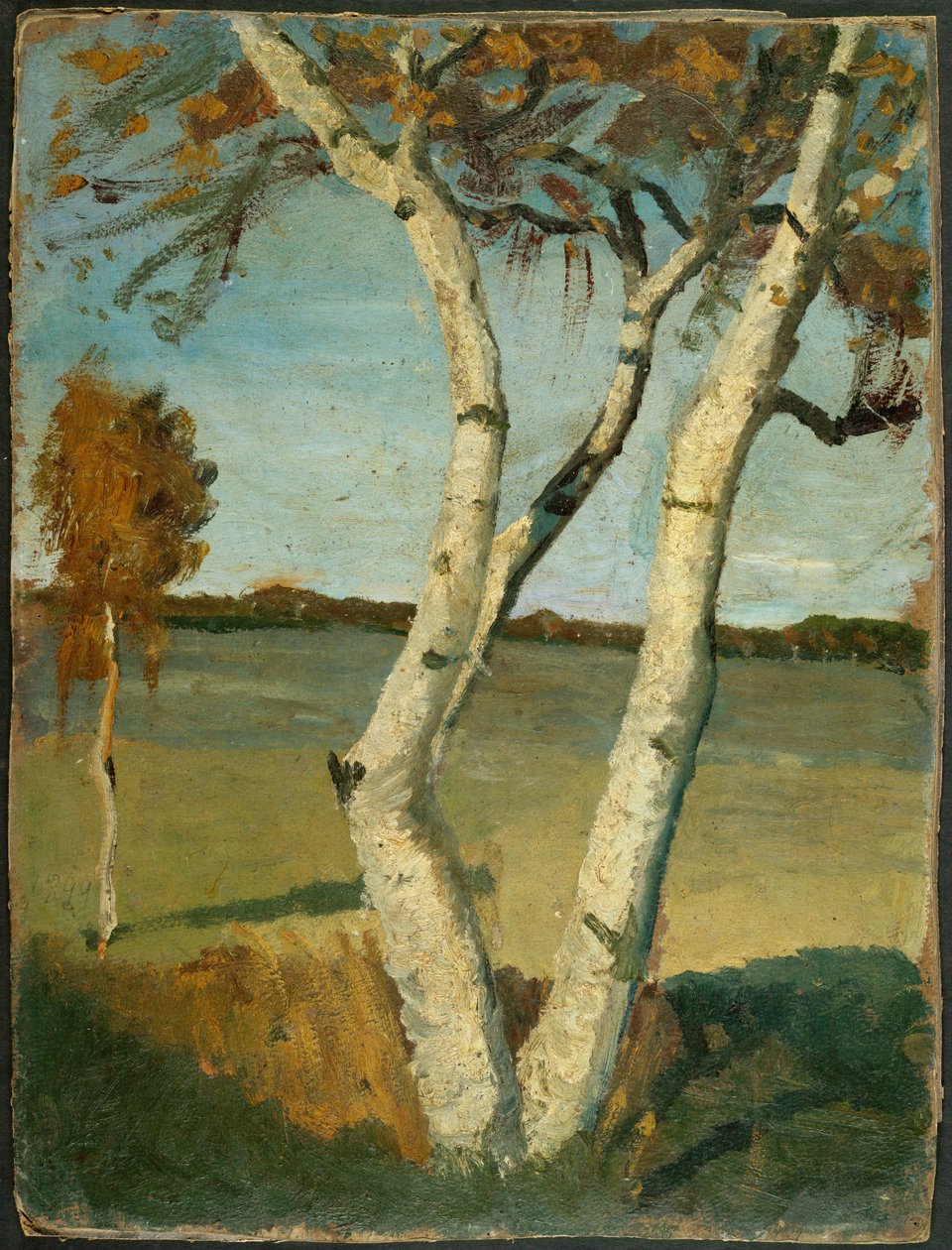 Twee-stammige berk voor landschap door Paula Modersohn-Becker