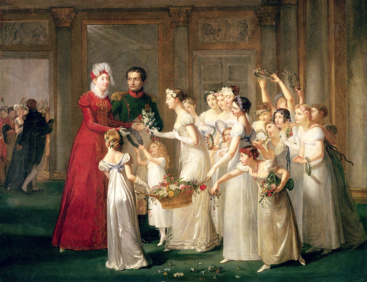 De aankomst van Marie-Louise de Habsbourg-Lorraine (1791-1847) in de galerij van het Chateau de Compiegne, 28 maart 1810 door Pauline Auzou