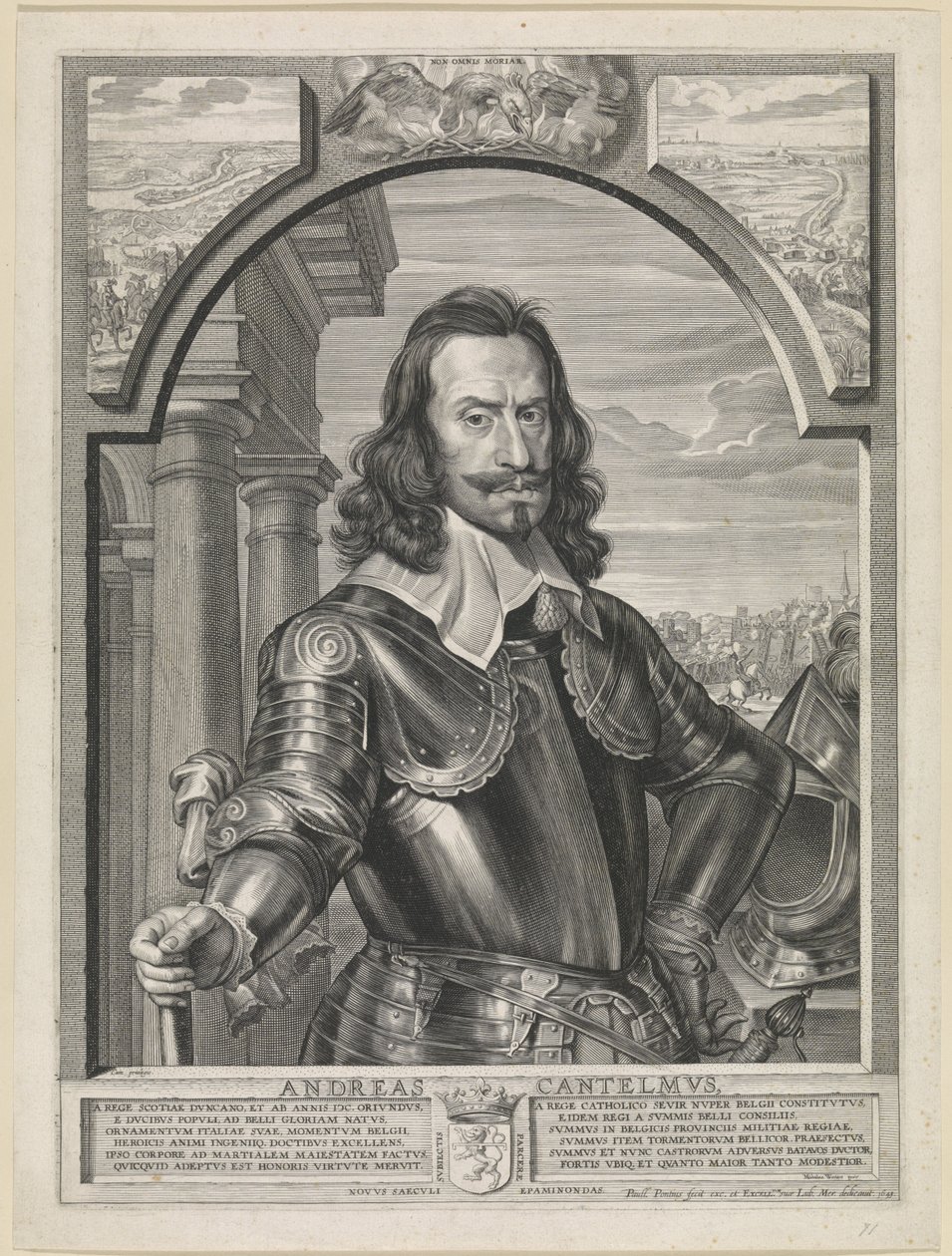 Gegraveerd portret van Andreas Cantelmo door Paulus Pontius naar Michaelina Woutiers (1643) door Paulus Pontius