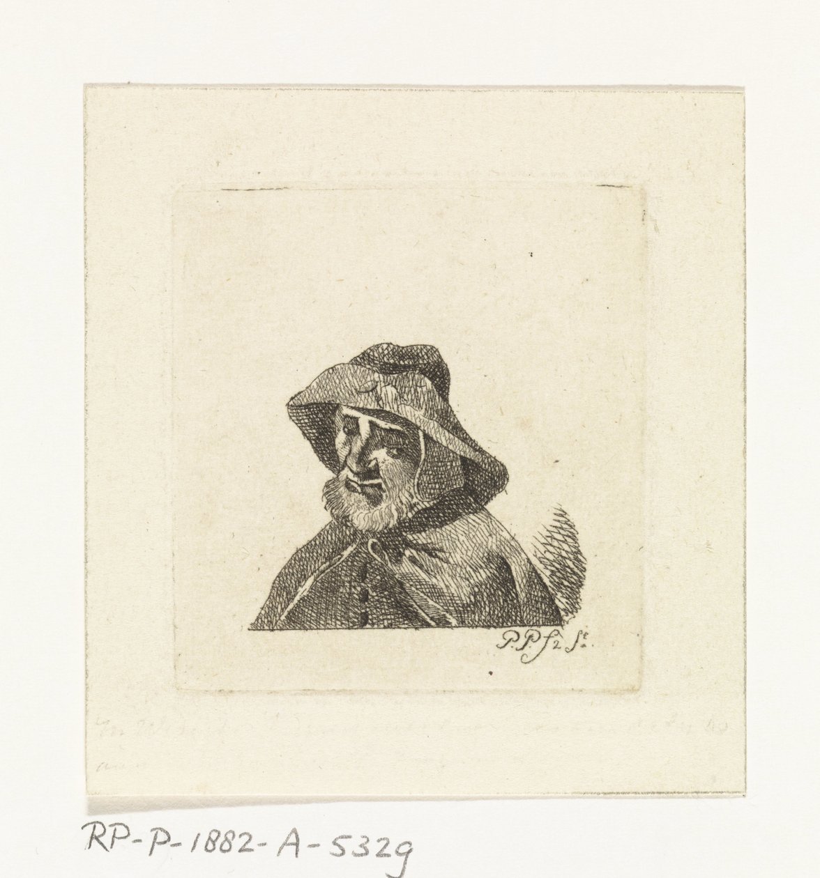 Oude man met vissershoed door Paulus Charles Gerard Poelman