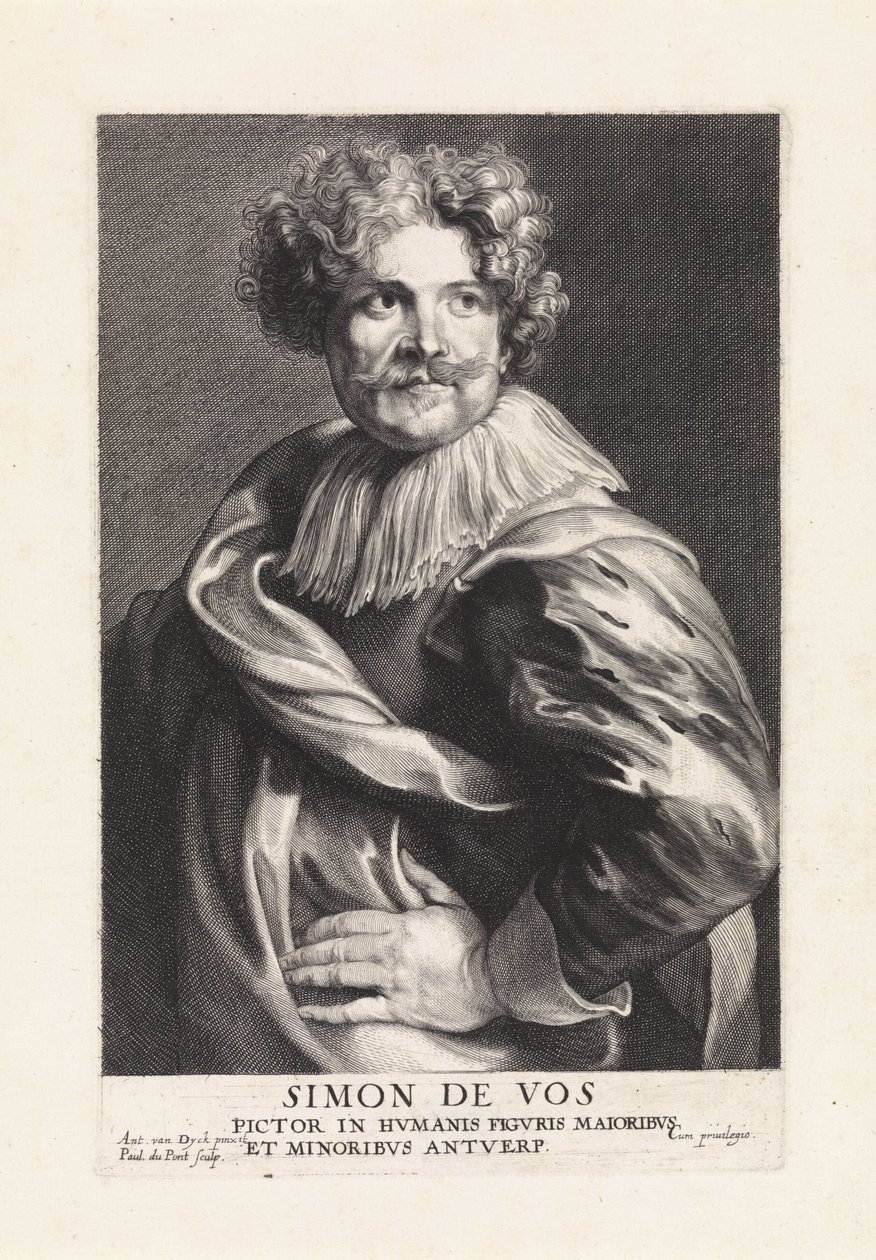 Portret van de schilder Simon de Vos door Paulus Pontius