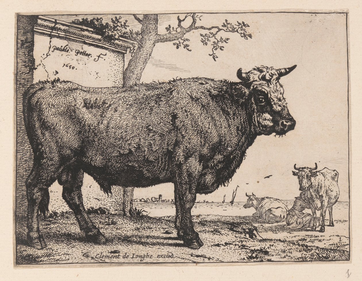 De stier, van verschillende ossen en koeien door Paulus Potter