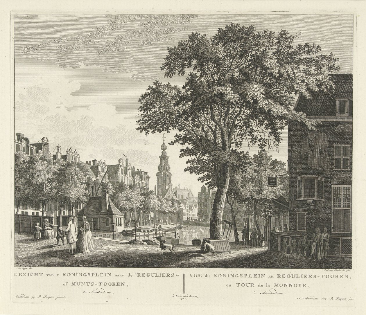 Gezicht op de Munttoren te Amsterdam door Paulus van Liender