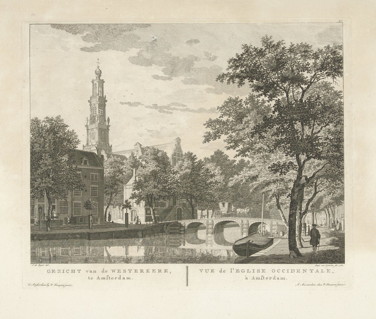 Gezicht op de Westerkerk en Westerhal, gezien vanaf de Keizersgracht door Paulus van Liender