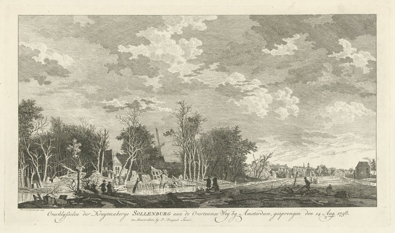 Ruïne van de kruitfabriek Sollenburg na de ontploffing op 14 augustus 1758 door Paulus van Liender