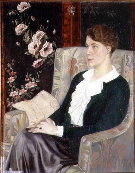 Portret van Evdokiya Nikolaevna Glebova, de zus van de kunstenaar door Pawel Nikolajewitsch Filonow