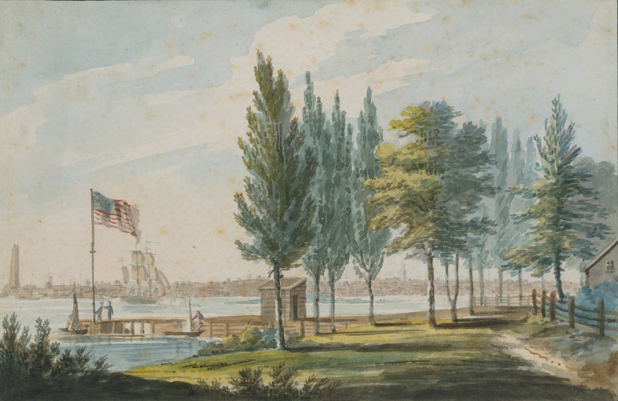 Philadelphia vanaf de overkant van de Delaware River, 1811-ca. 1813 door Pavel Petrovic Svin