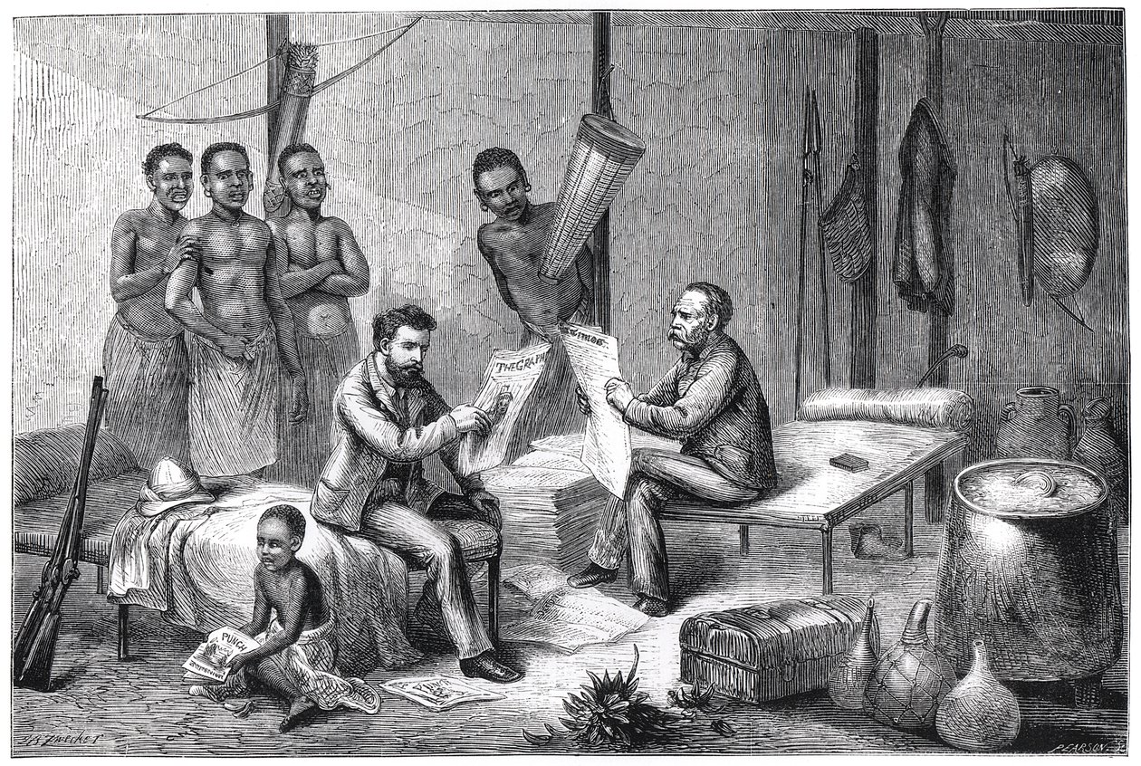 Livingstone en Stanley ontvangen kranten in Centraal-Afrika door Pearson