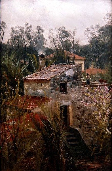 Italiaans Tafereel met een Villa door Peder Monsted