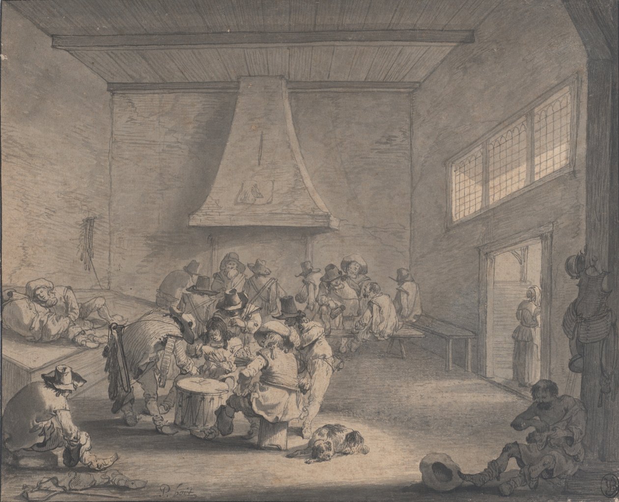 Wachtruimte Scène, ca. 1700 door Peeter Bout