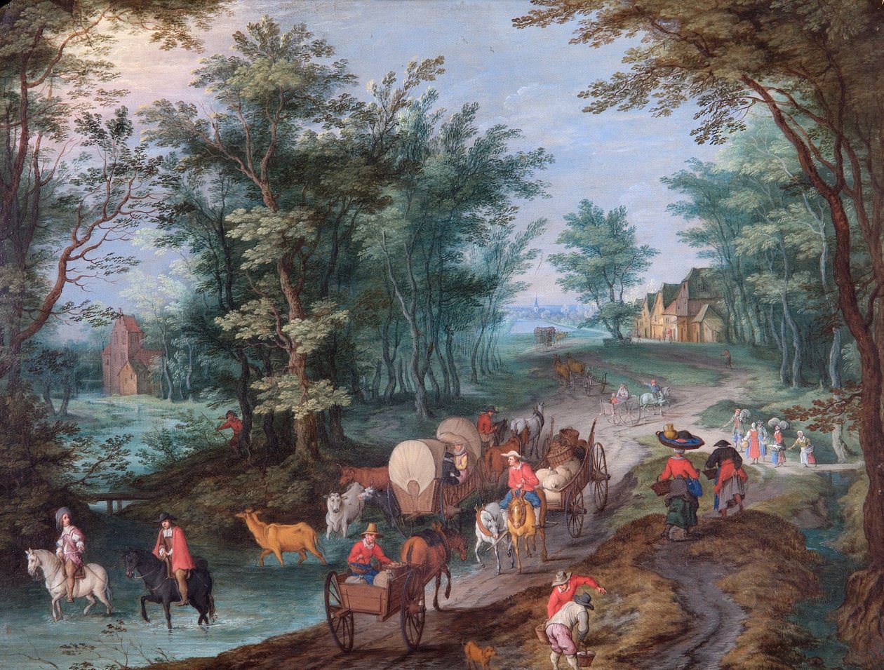 Landschap met Figuren die een Beek Oversteken, 17e eeuw door Peeter Gysels