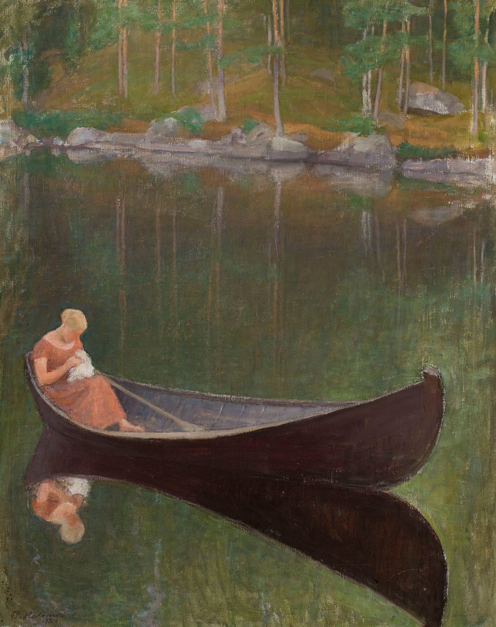 Vrouw in een boot door Pekka Halonen